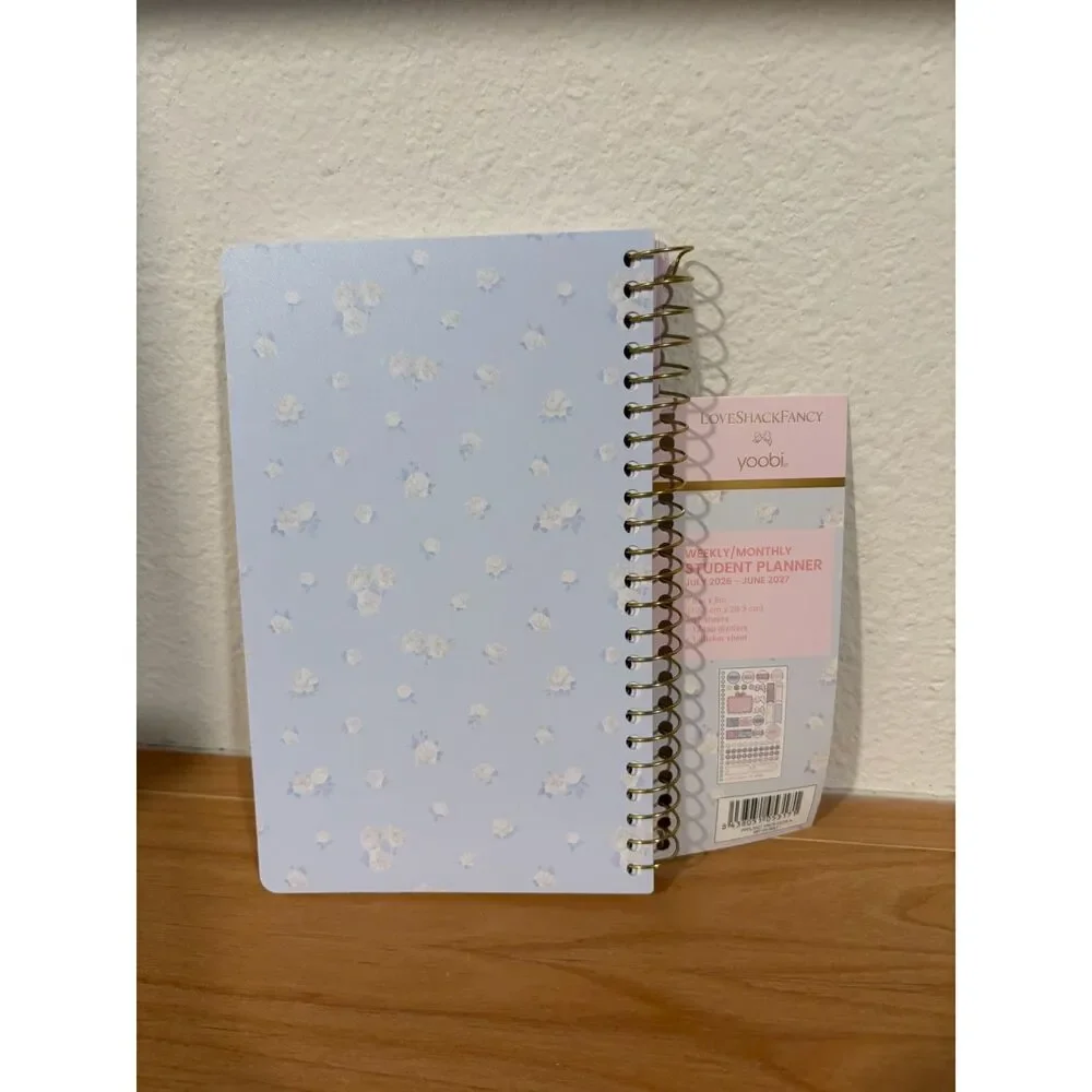 LoveShackFancy x Yoobi 2026–2027 Weekly Monthly Student Planner Blue Floral NWT